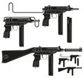 Graphic silhouette submachine gun with ammo clip