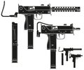 Graphic silhouette submachine gun with ammo clip