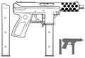 Graphic submachine gun with ammo clip