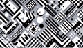 A graphic black and white Memphis-inspired seamless pattern, Ai generated image Royalty Free Stock Photo