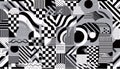 A graphic black and white Memphis-inspired seamless pattern, Ai generated image Royalty Free Stock Photo