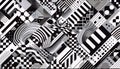 A graphic black and white Memphis-inspired seamless pattern, Ai generated image Royalty Free Stock Photo