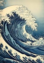 Splash abstract art blue japanese white japan water ocean nature wave illustration sea
