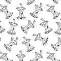 Graphic cartoon pattern with apple cores.