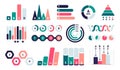 Graphic charts collection. Bar pictogram, pie chart line diagram, market growth statistics infographic design. Vector