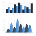 Graphic charts. Infographic statistic bars. Diagram for business data presentation. Comparison histogram elements