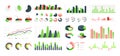 Graphic charts. Infographic statistic bars and diagrams for data presentation, comparison histogram elements. Types set