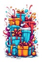 graphic of christmas gifts on white background Royalty Free Stock Photo