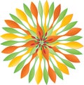 Graphic of a Circle in a Spinner-like Motif in Orange and Green shades