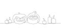 Graphic clip art with pumpkins and candles in one line for Halloween Royalty Free Stock Photo