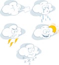 Graphic collection of different clouds on a white background