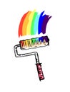Graphic colored paint roller with rainbow paint. Royalty Free Stock Photo