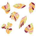 Graphic colored stylized leaves