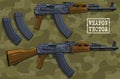 Graphic colorful modern automatic russian rifle