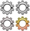 Graphic colour and grey mechanical gear vector set