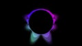 Graphic colourfull circular loop of rythmic audio frequency sound wave on black background