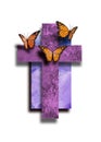 Graphic Christian Cross with new life Butterflies