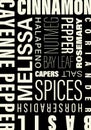 Graphic concept with the names of spices for cooking word cloud