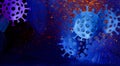 Graphic abstract Coronavirus pandemic background art in blue with spatter effect