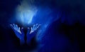 Graphic spiritual praise hands abstract background art