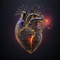 Graphic 3D image of a human heart showing regeneration. Royalty Free Stock Photo