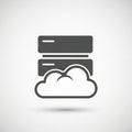 Graphic depicting cloud computing with a simple black cloud shape below two Royalty Free Stock Photo