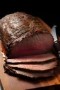 This graphic depicts a beautifully roasted joint of meat that appears perfectly cooked, juicy, and browned.