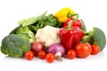 This graphic depicts a mix of various vegetables on a white background. Among them are peppers, tomatoes, broccoli.