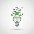 A graphic design of a compact fluorescent light bulb with a spiral shape. It features a Royalty Free Stock Photo