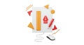 A graphic design concept with a mouse, pen, ruler, shapes, and vector icon on a white background Royalty Free Stock Photo