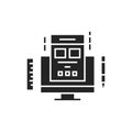 Graphic design courses black glyph icon. Learning basics design, creating images, studying computer programs. E-learning