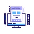 Graphic design courses color line icon. Learning basics design, creating images, studying computer programs. E-learning. Pictogram