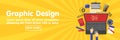Graphic design, designer tools and software banner template