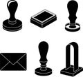 Collection of vintage rubber stamps and stationery elements in black and white Royalty Free Stock Photo