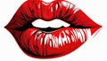 Pop art style red lips vector
