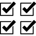 Four transparent checkmarks inside square boxes on white background Royalty Free Stock Photo