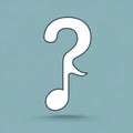 A graphic design featuring a white musical note combined with a question mark on a light blue Royalty Free Stock Photo