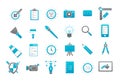 Graphic design gray-blue vector icons set