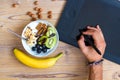 Graphic Design and Healthy Lifestyle Concept with Fruits Royalty Free Stock Photo