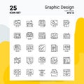 25 Graphic Design Icon Set. 100% Editable EPS 10 Files. Business Logo Concept Ideas Line icon design Royalty Free Stock Photo