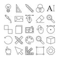 Graphic design icon set vector isolated. Creativity related