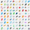 100 graphic design icons set, isometric 3d style Royalty Free Stock Photo