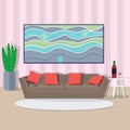 Graphic design interior living room with furniture. Flat style v Royalty Free Stock Photo