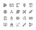 Graphic Design Line Icons. Drawing And Art Tools, Soft And Supplies, Graphic Tablet Pallet Artwork Professional