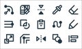 graphic design line icons. linear set. quality vector line set such as align, flip, resize, blend, bevel, stroke, nodes,