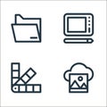 graphic design line icons. linear set. quality vector line set such as cloud computing, pantone, graphic tablet Royalty Free Stock Photo