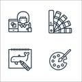 graphic design line icons. linear set. quality vector line set such as color palette, drawing, colors