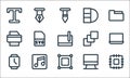 Graphic design line icons. linear set. quality vector line set such as cpu, transform, smartwatch, computer, music, printer,