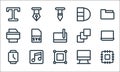 Graphic design line icons. linear set. quality vector line set such as cpu, transform, smartwatch, computer, music, printer,