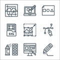 graphic design line icons. linear set. quality vector line set such as drawing, web de, graffiti, photo editing, svg file, basic